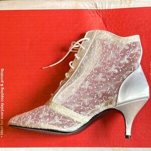 Vintage Lace Ankle Bridal Boots, Dyeables